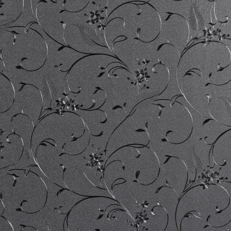 Mikomer Total Blackout Window Film,100% Light Blocking Privacy Glass Door Film Etched Flowers,Room Darkening Window Cling,No Glue/Heat Control/Anti UV for Day Sleep & High Privacy,17.5In. by 78.7In. - Image 1